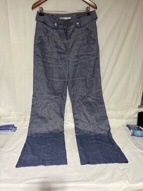 Veronica Beard Blue Wide-Leg Trousers